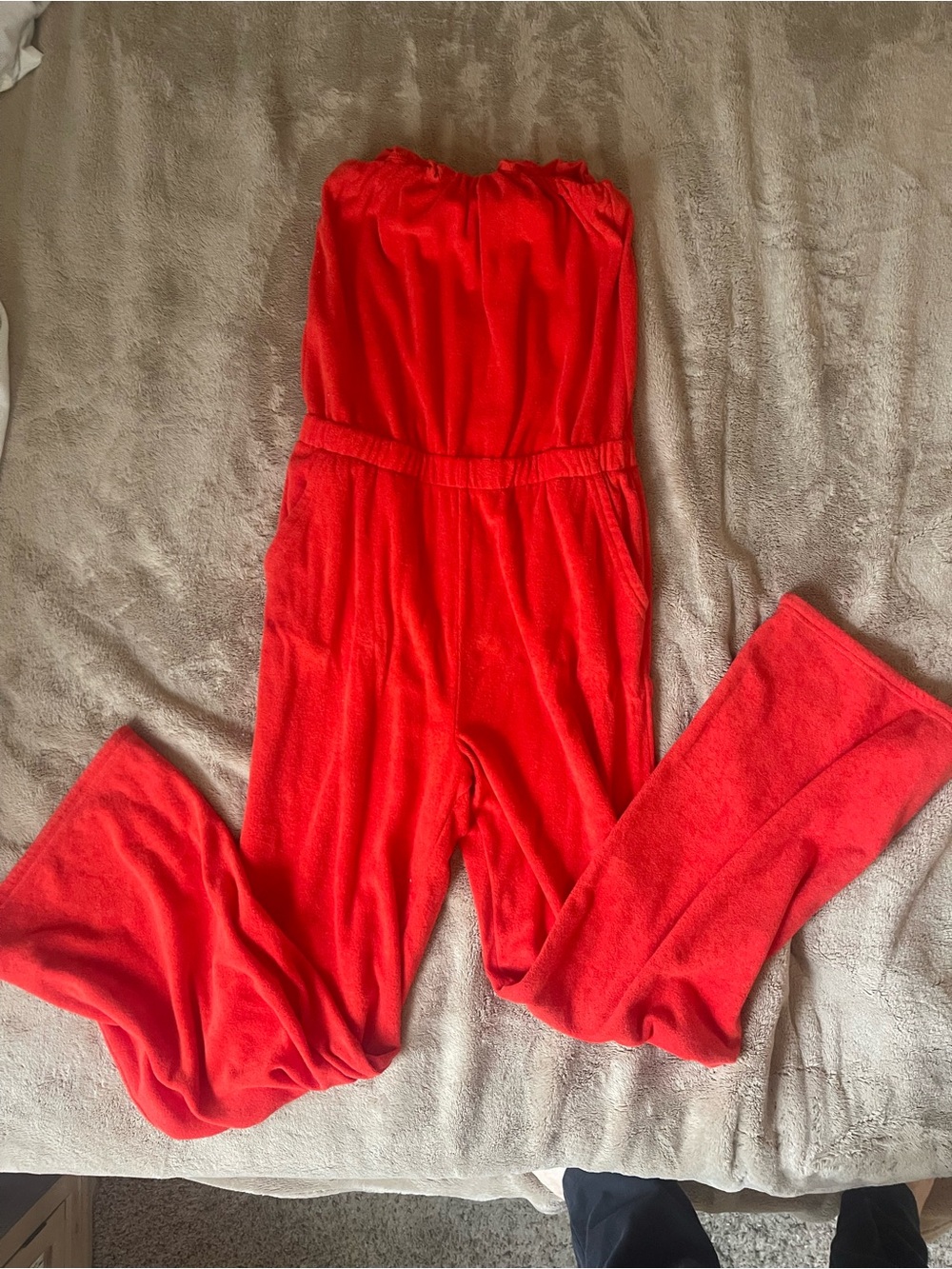 aerie Red Strapless Plush Romper